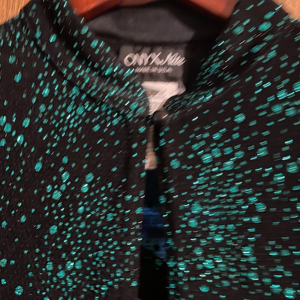 ONYX NITE Black & Emerald Green 2 pc Jacket / Top Women's Set, Made in USA - Picture 7 of 15